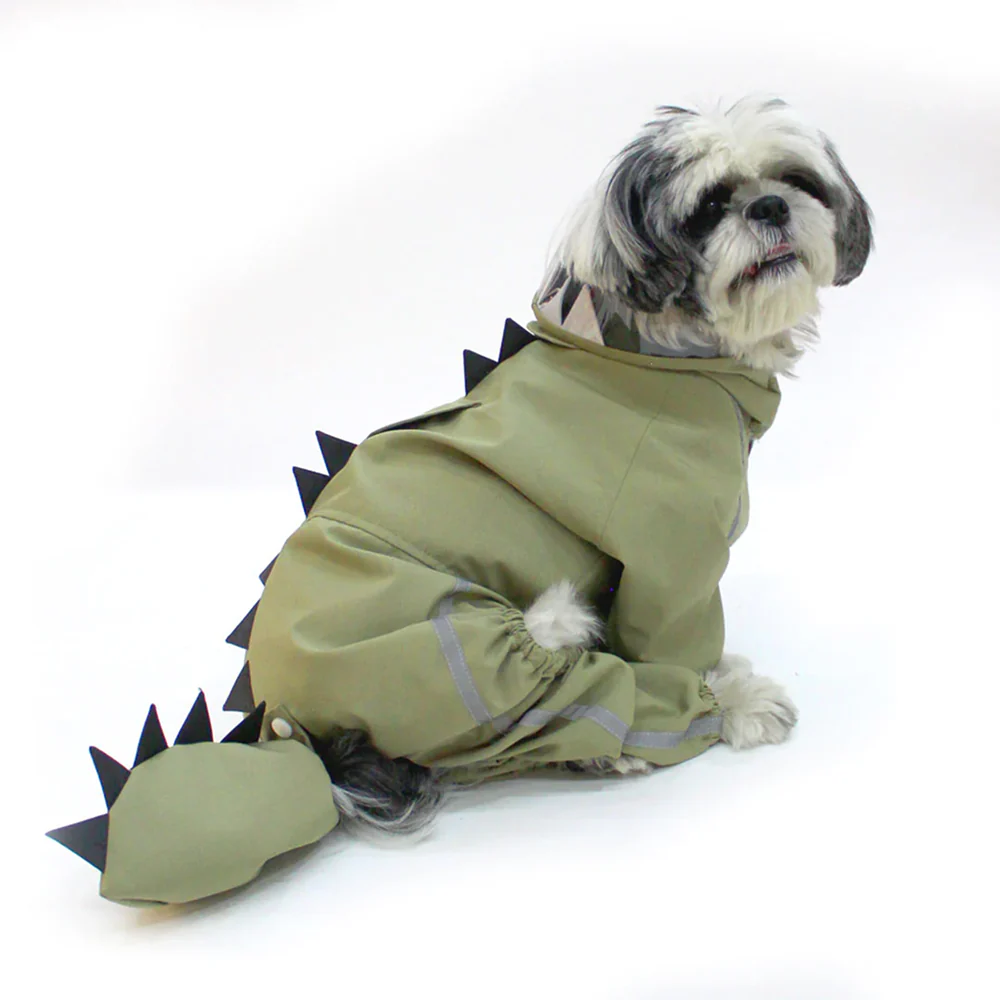 Dogobow Dino Raincoat for Dogs and Cats (Green) - Image 5