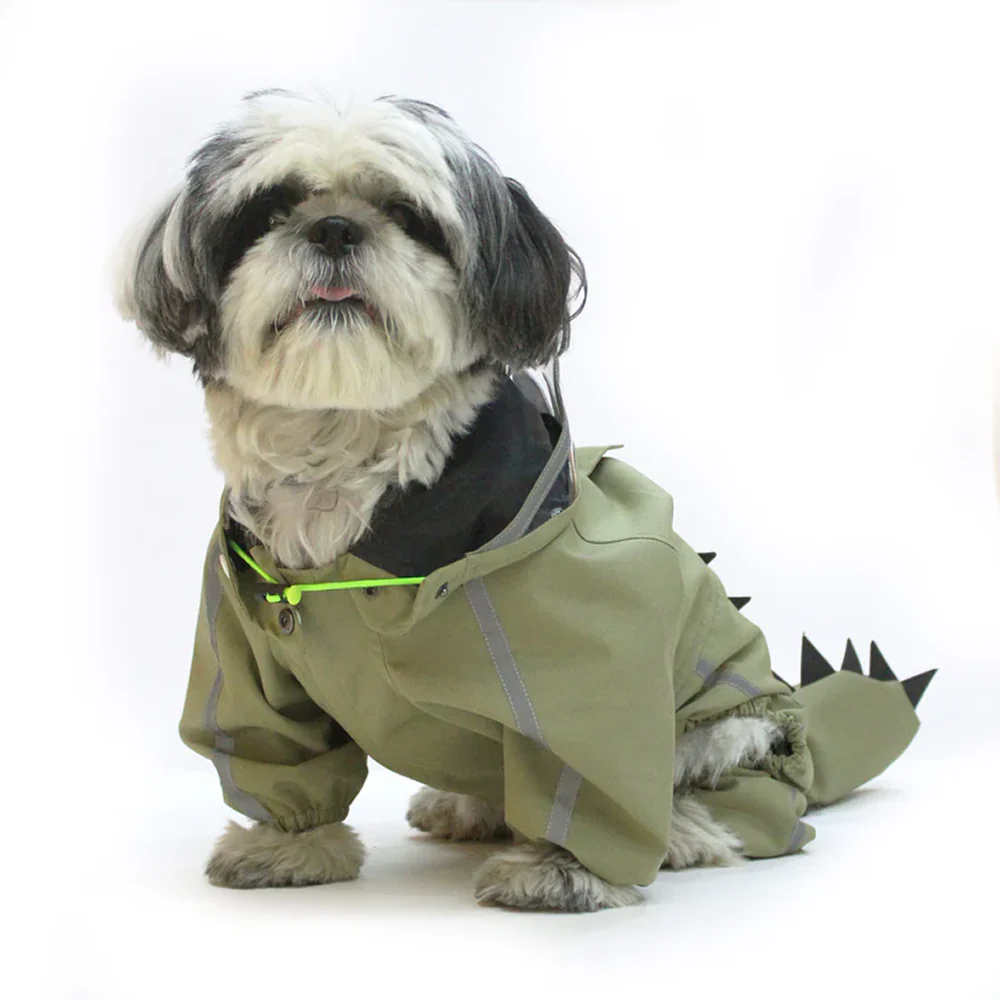 Dogobow Dino Raincoat for Dogs and Cats (Green) - Image 6