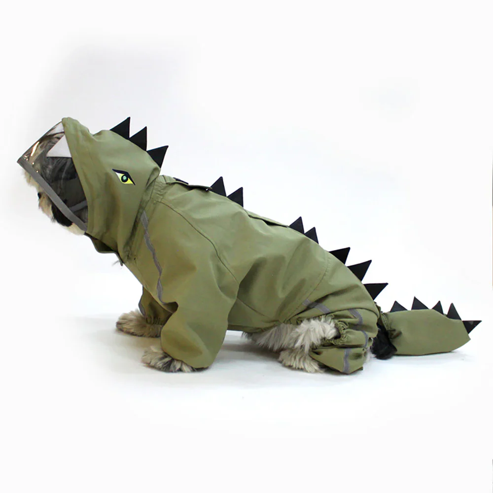 Dogobow Dino Raincoat for Dogs and Cats (Green) - Image 7