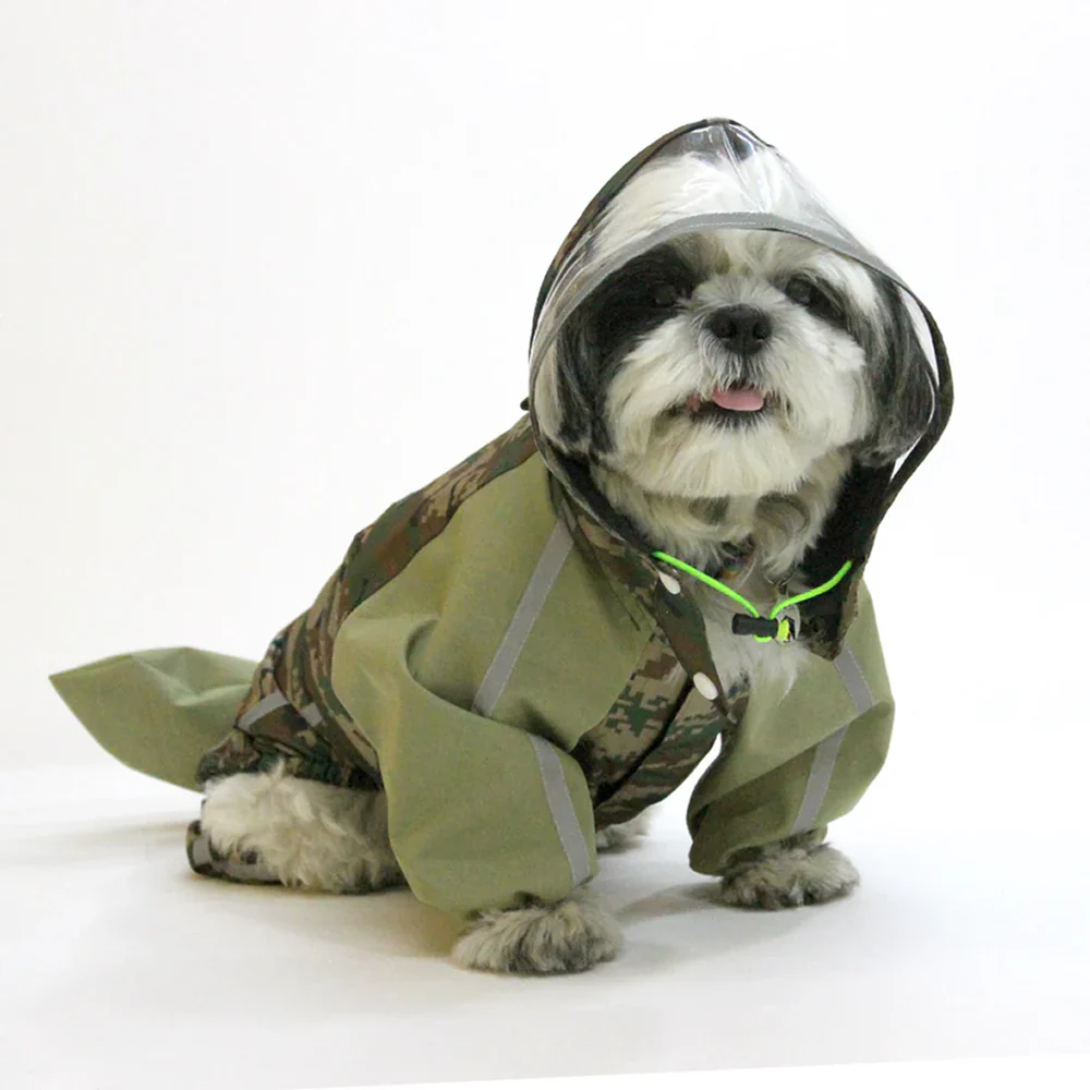 Dogobow Dino Raincoat for Dogs and Cats (Green Camo) - Image 5