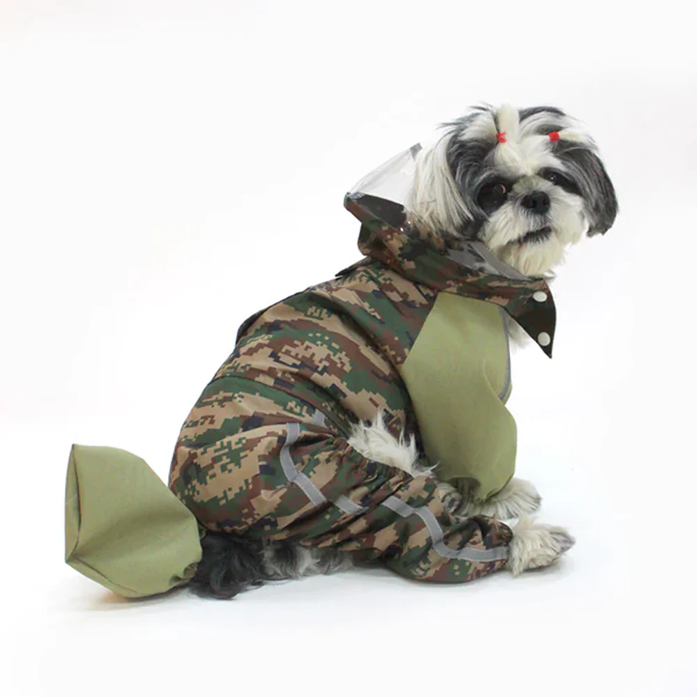 Dogobow Dino Raincoat for Dogs and Cats (Green Camo) - Image 6