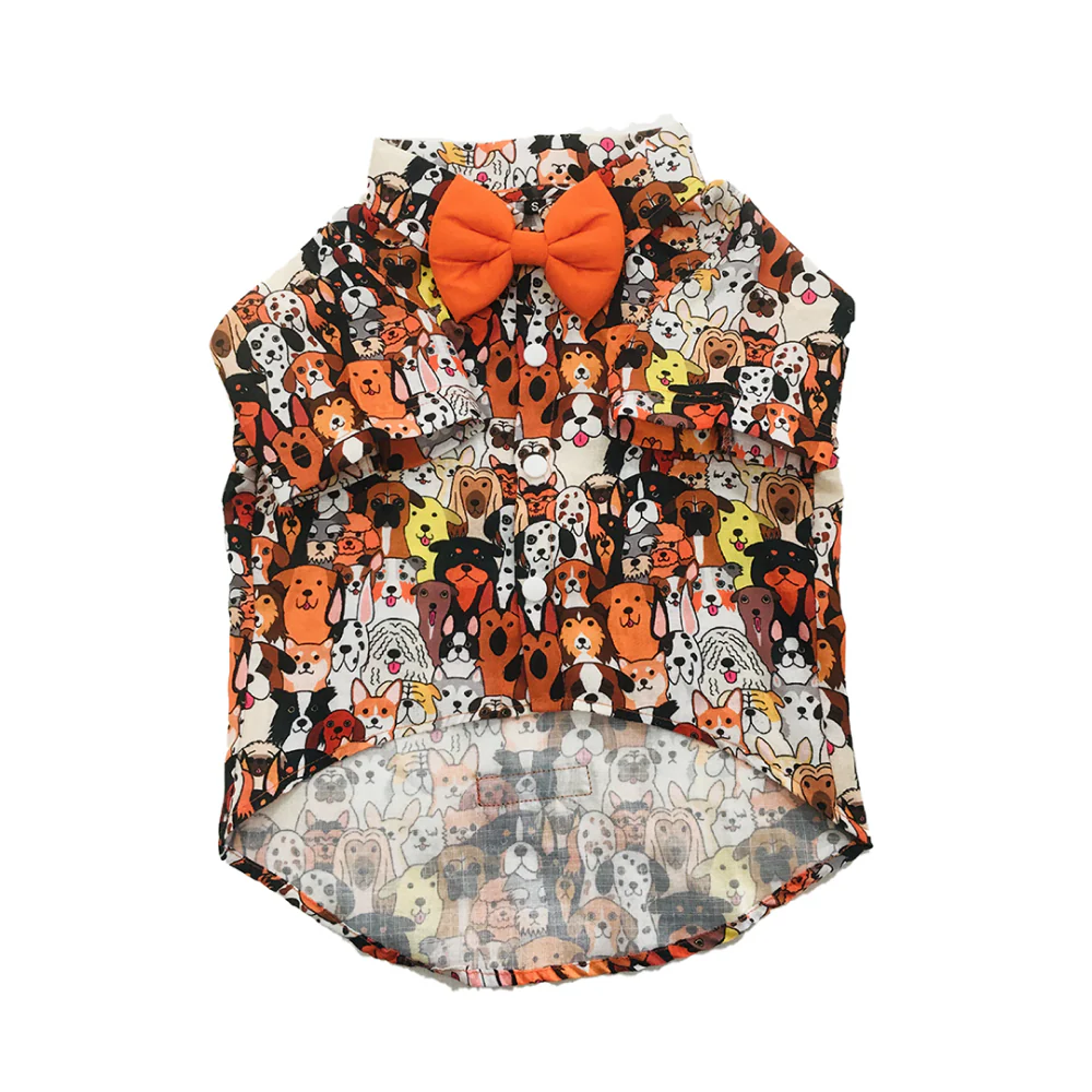 Dogobow Doggo Print Shirt for Dogs (Orange/White) - Image 2
