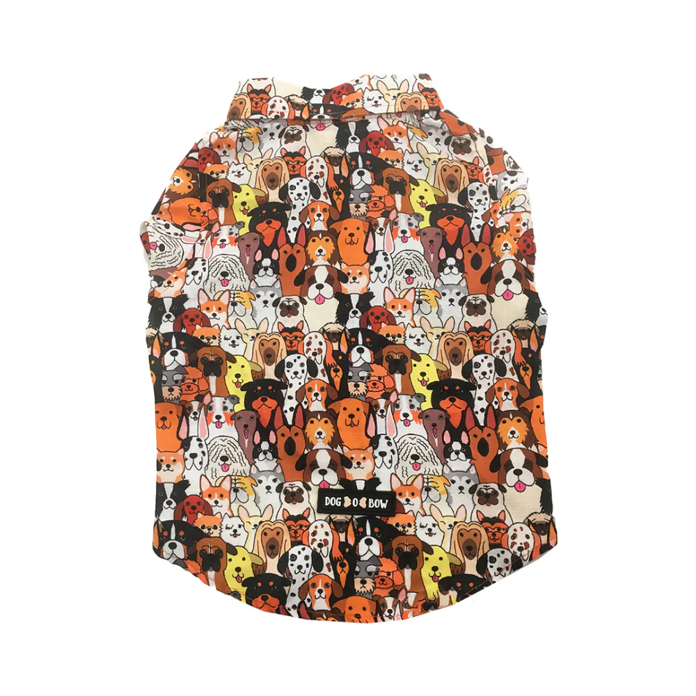 Dogobow Doggo Print Shirt for Dogs (Orange/White) - Image 4