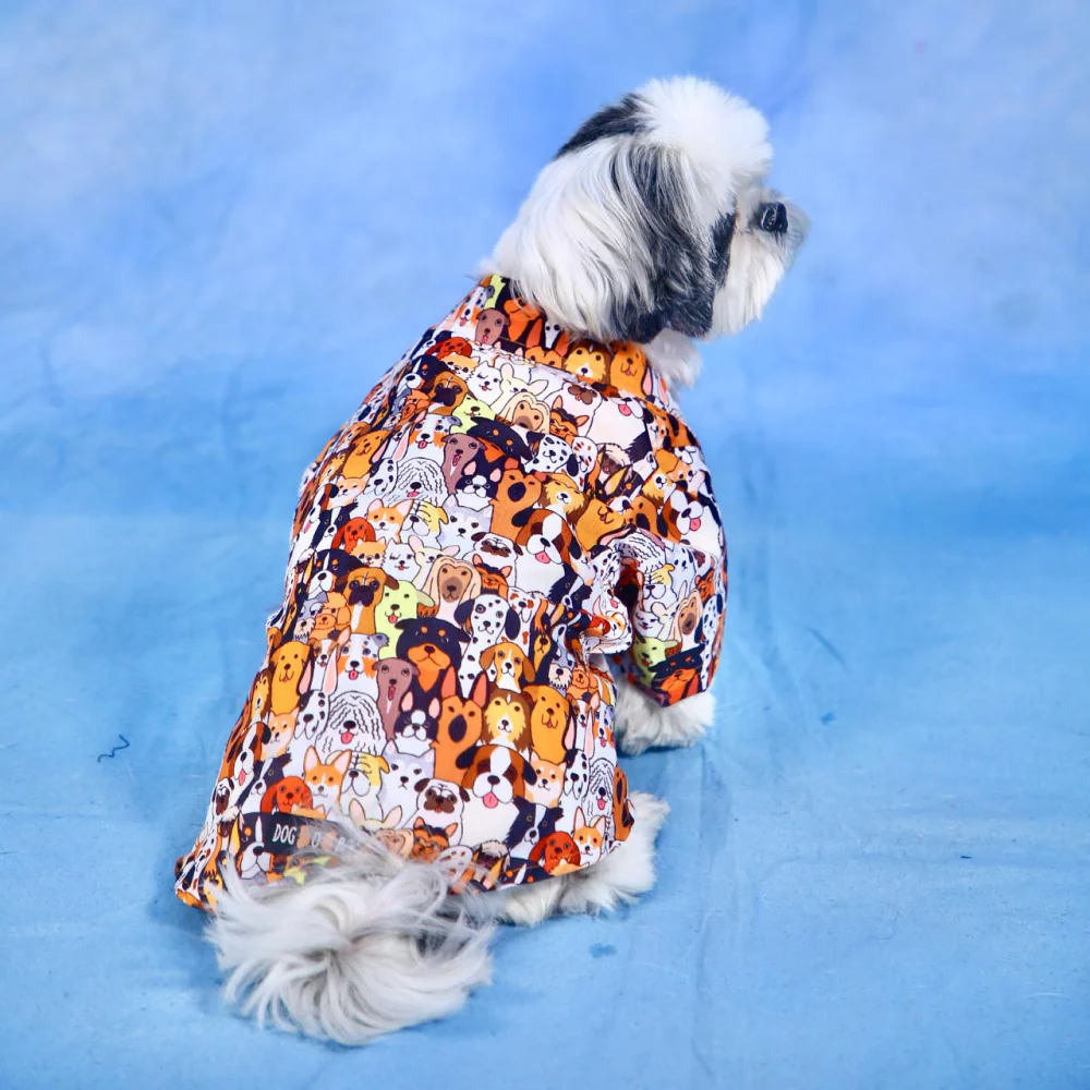 Dogobow Doggo Print Shirt for Dogs (Orange/White) - Image 6