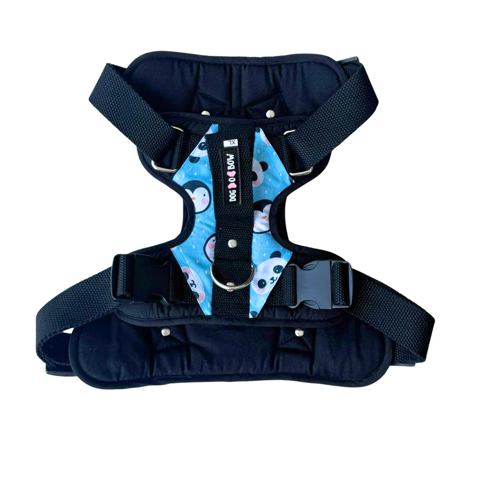Dogobow Double Padded Harness with Panda Print for Dogs (Light Blue) - Image 2