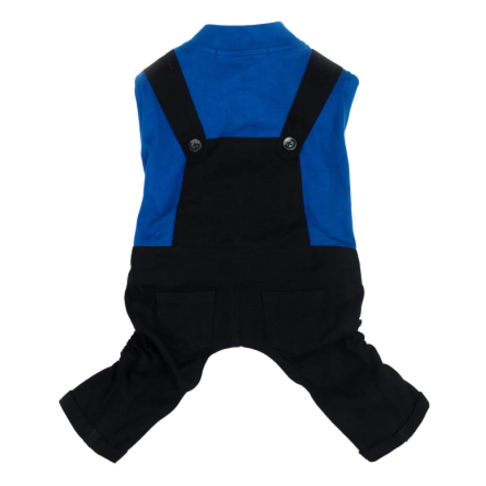 Dogobow Dungaree Dress For Dogs (Blue/Black) (Get a Bow Free) - Image 3