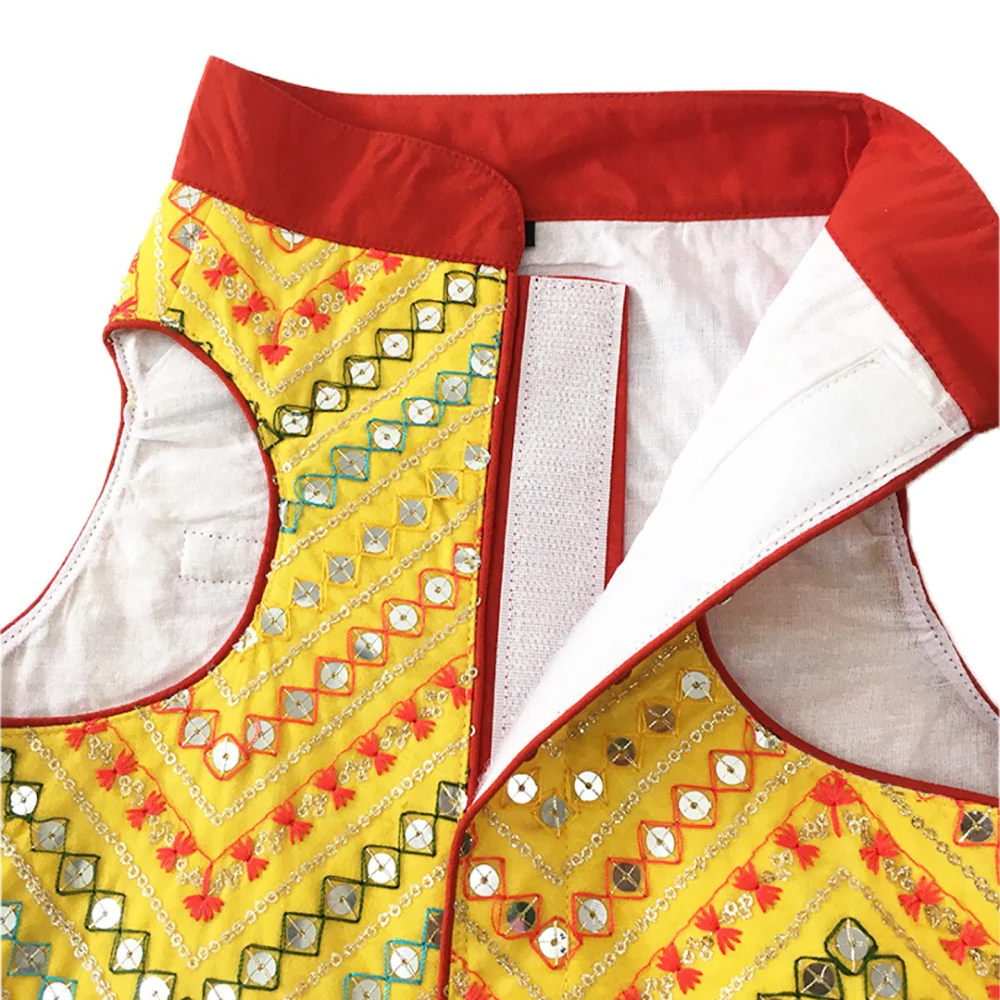 Dogobow Embroidered Sherwani for Dogs (Yellow) - Image 4
