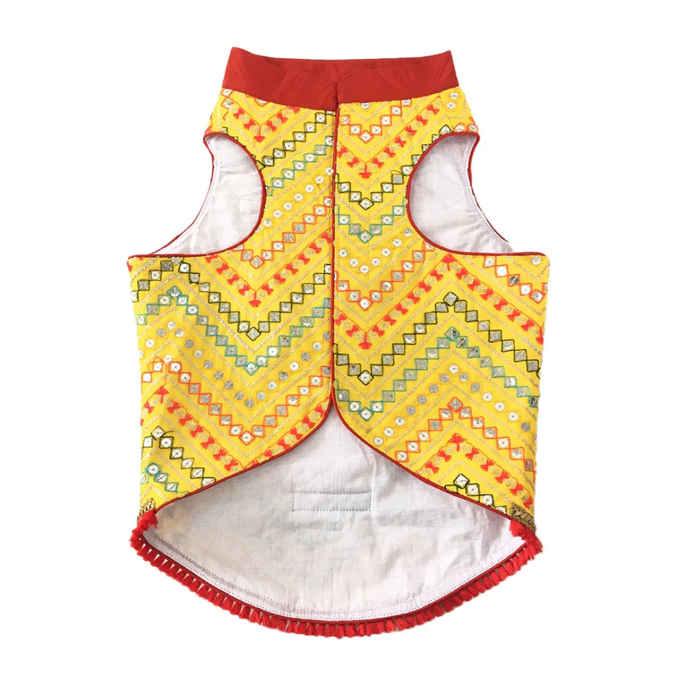 Dogobow Embroidered Sherwani for Dogs (Yellow) - Image 6