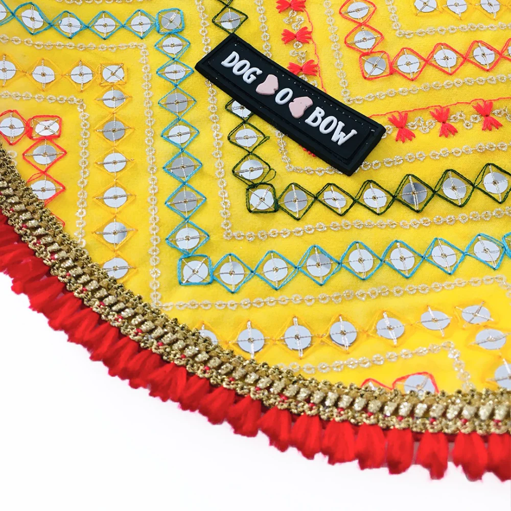 Dogobow Embroidered Sherwani for Dogs (Yellow) - Image 7