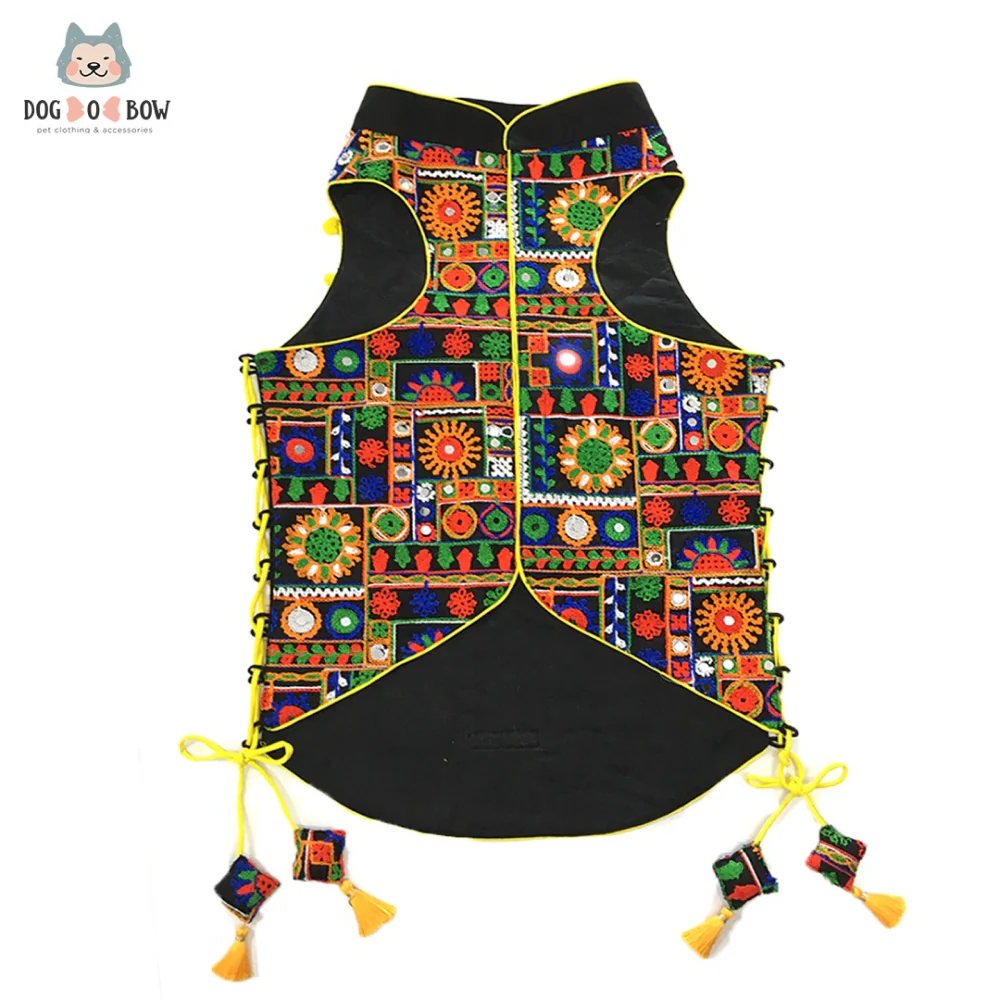 Dogobow Embroidery Tie-up Sherwani for Dogs (Black) - Image 4