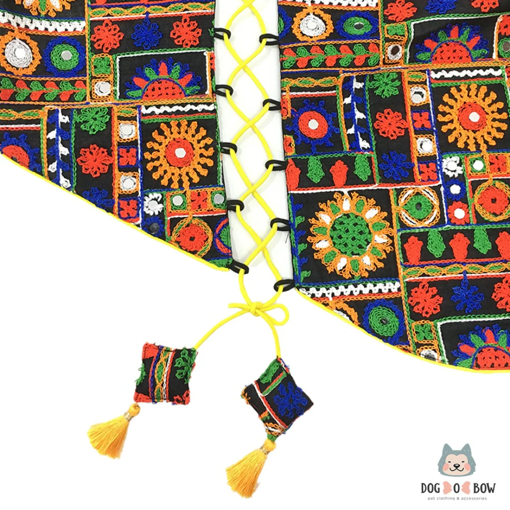 Dogobow Embroidery Tie-up Sherwani for Dogs (Black) - Image 7