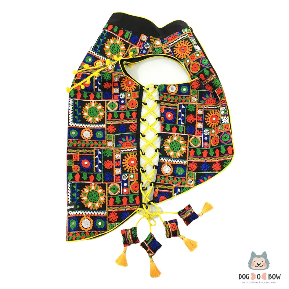 Dogobow Embroidery Tie-up Sherwani for Dogs (Black) - Image 8