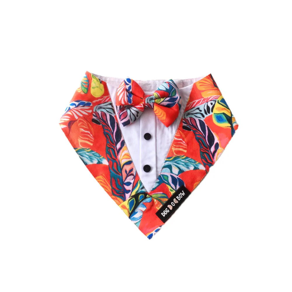 Dogobow Hawaii Print Tuxedo Bandana for Dogs (Red) - Image 2