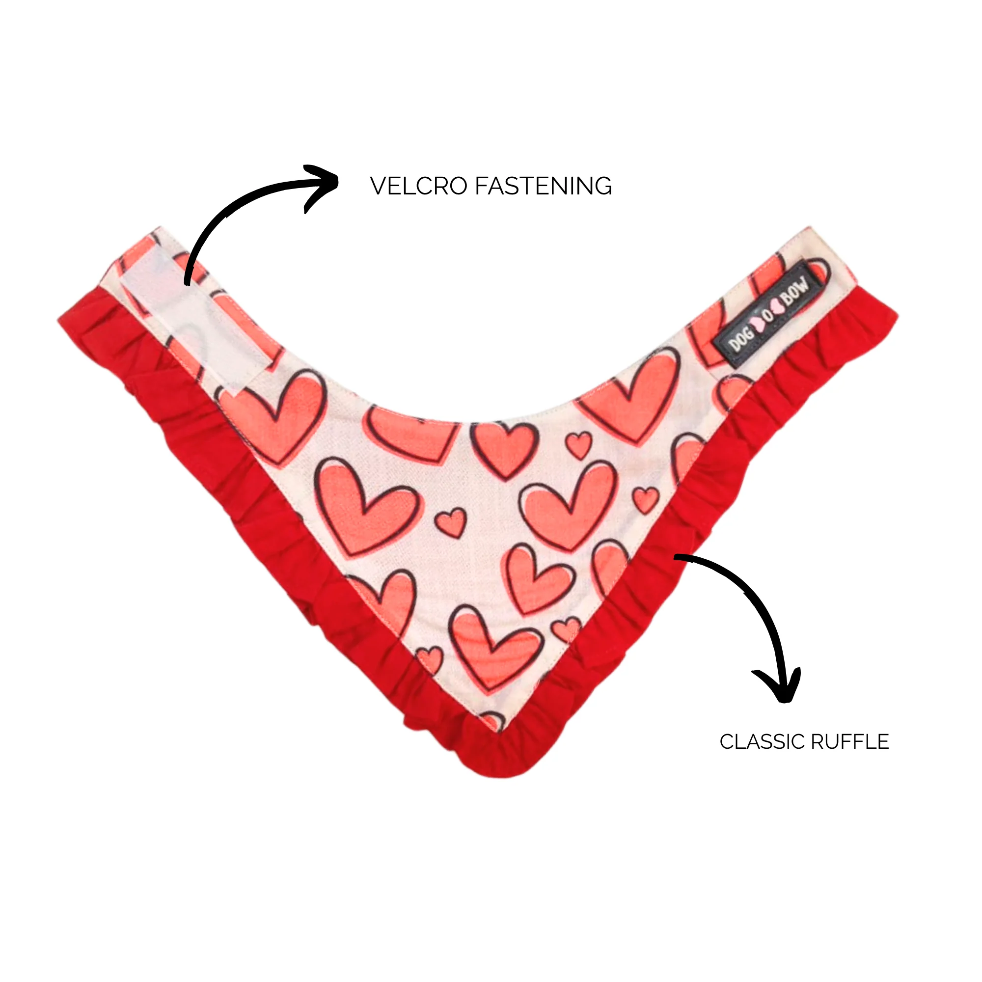 Dogobow Hearty Red Ruffle Bandana for Dogs (Red) - Image 3