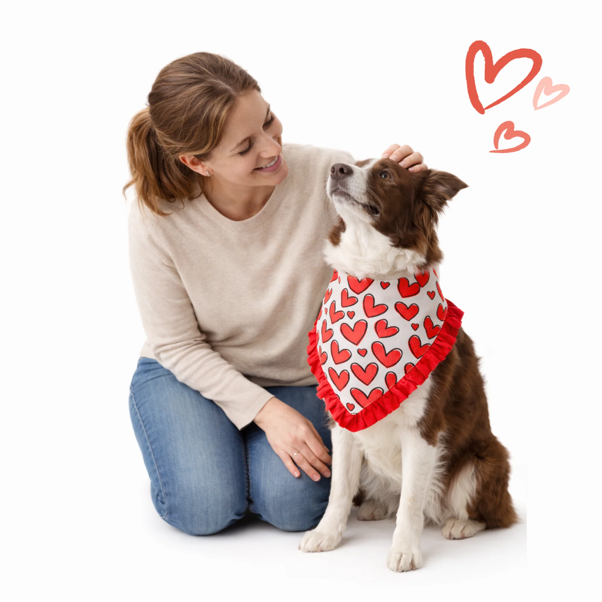 Dogobow Hearty Red Ruffle Bandana for Dogs (Red) - Image 4