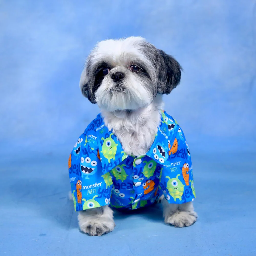 Dogobow Monster Print Shirt for Dogs (Blue) - Image 5