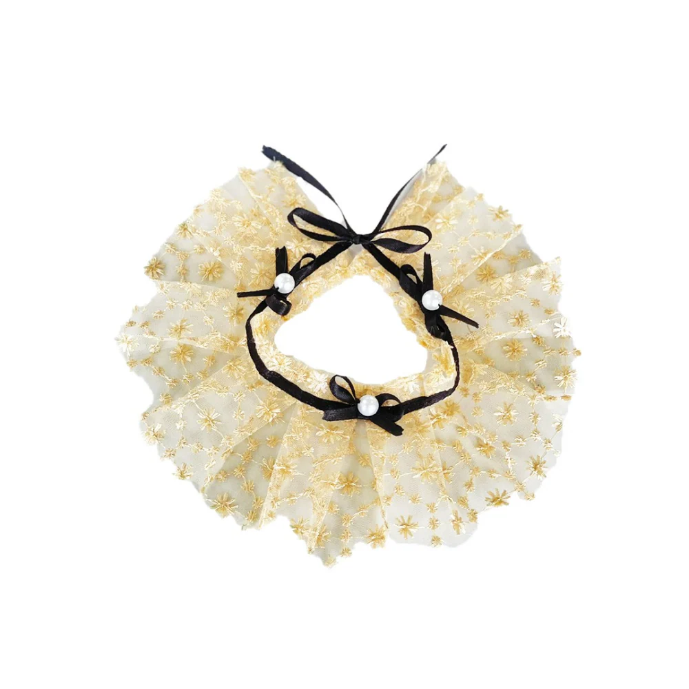 Dogobow Net Ribbon Neck Tutu for Dogs and Cats (Cream) (Get a Bow Free) - Image 5