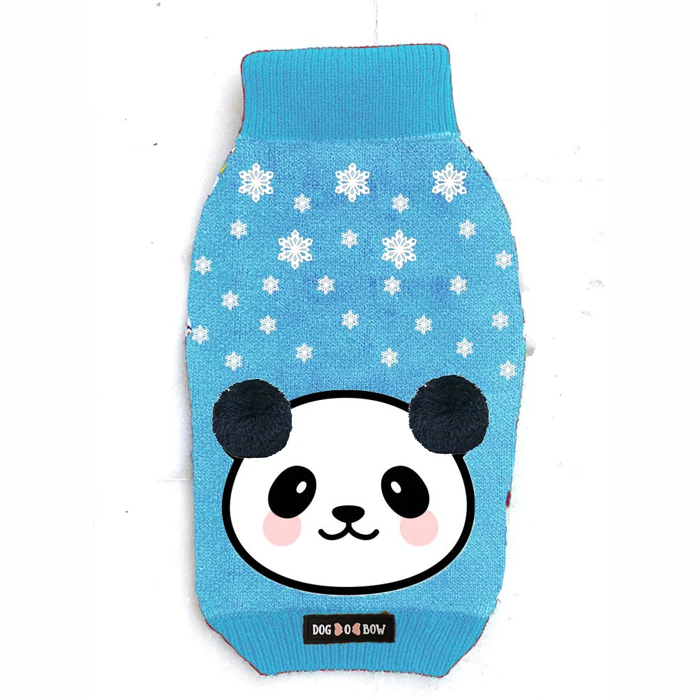Dogobow Panda Knit Sweater for Dogs and Cats (Blue) (Get a Bow Free) - Image 4
