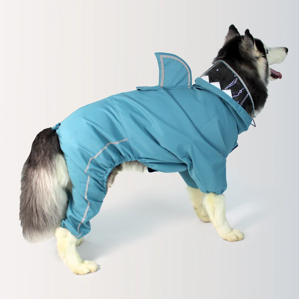 Dogobow Shark Body Suit Raincoat for Dogs and Cats (Blue) - Image 5