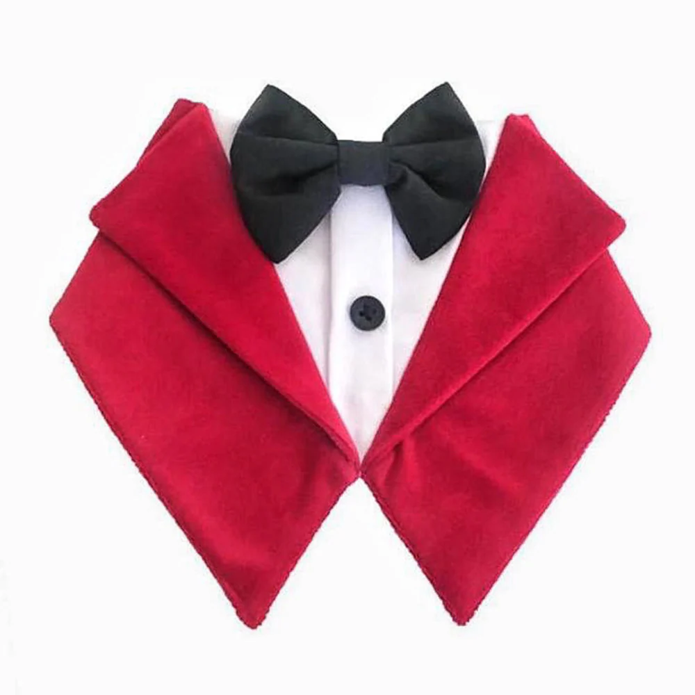 Dogobow Velvet Tuxedo Vest Bandana for Dogs (Red) (Get a Bow Free) - Image 4
