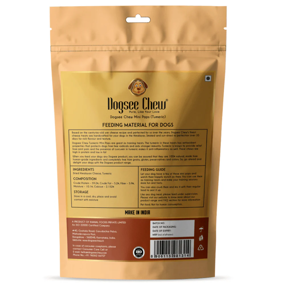 Dogsee Chew 100% Natural Yak Cheese Turmeric Mini Pops Dog Treats - Image 2