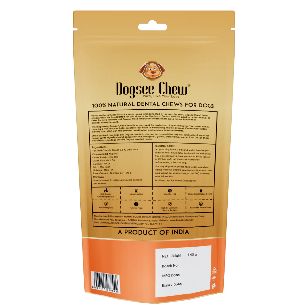 Dogsee Chew Carrot Flavour Medium Bars Dog Treats - Image 2