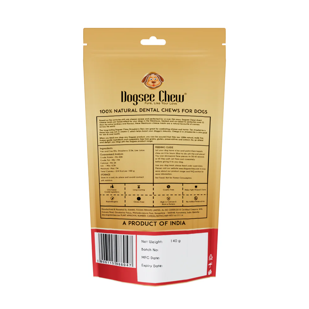 Dogsee Chew Strawberry Flavour Medium Bars Dog Treats - Image 2
