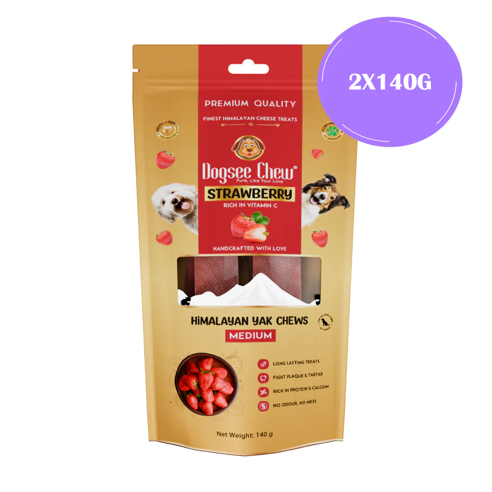 Dogsee Chew Strawberry Flavour Medium Bars Dog Treats - Image 3