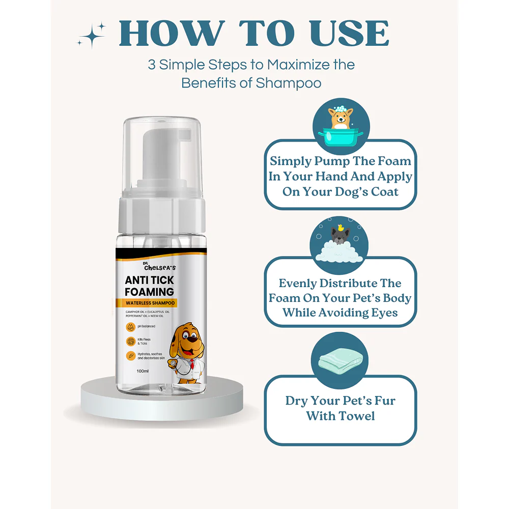 Dr. Chelsea's Anti Tick Foaming Waterless Shampoo for Cats & Dogs - Image 4