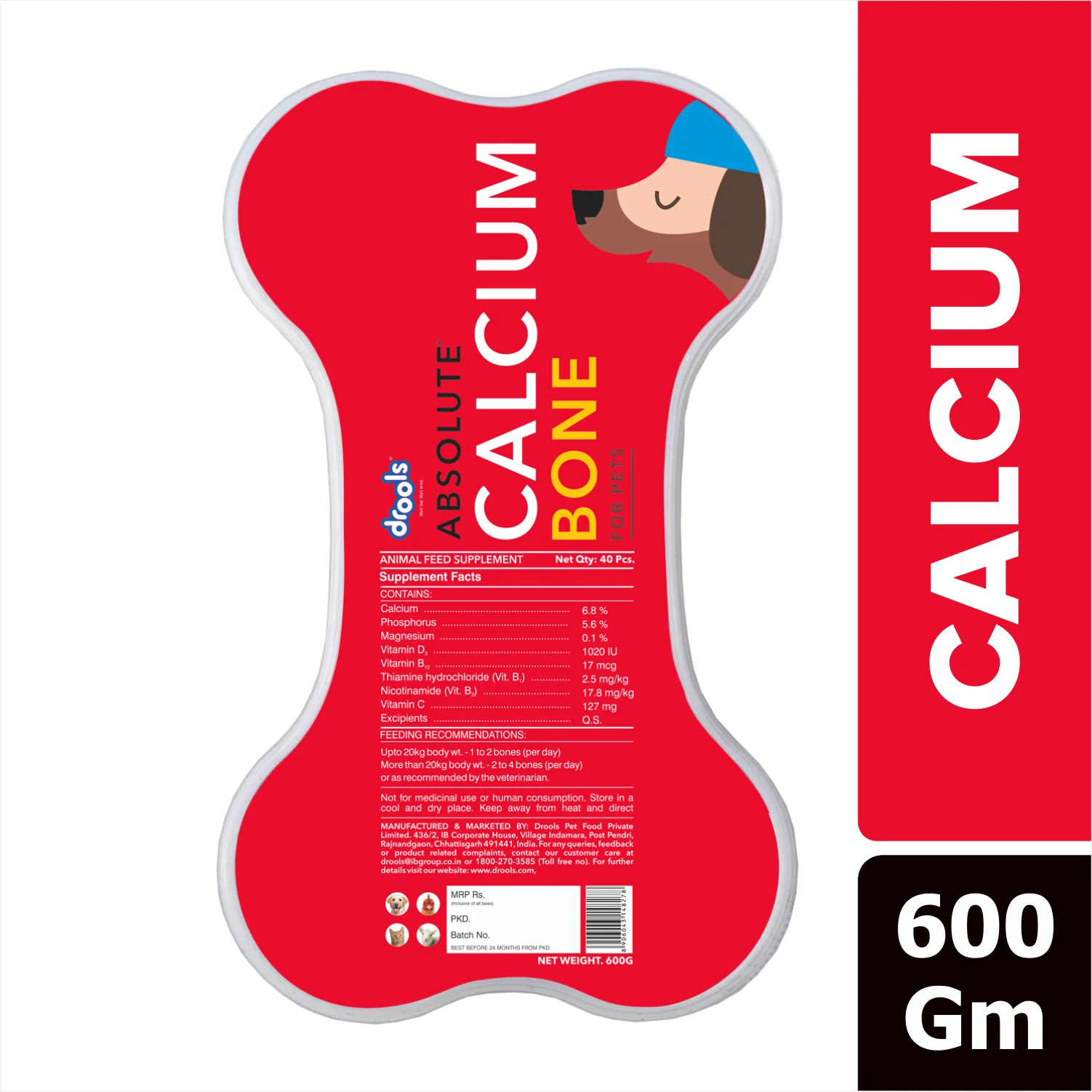 Drools Absolute Calcium Bones (Jar), Kennel Kitchen Chicken Flaxseed Stick Dogs Treat Combo - Image 2