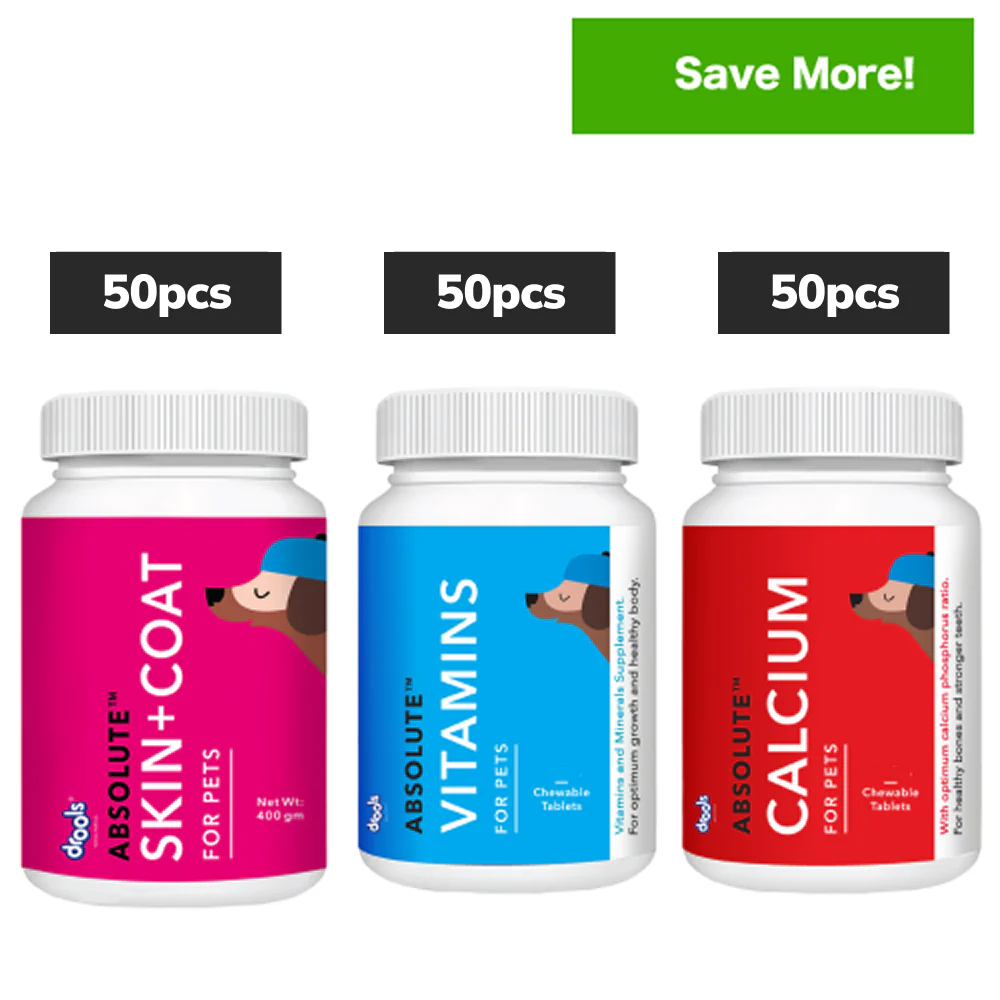 Drools Absolute Calcium, Vitamin and Skin & Coat Dog Supplement Tablets Combo - Image 20
