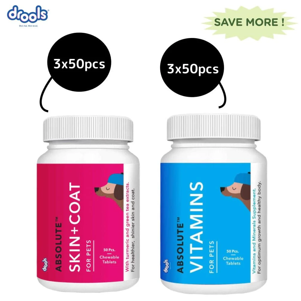 Drools Absolute Skin & Coat and Absolute Vitamin Supplement Tablets for Dogs Combo - Image 12