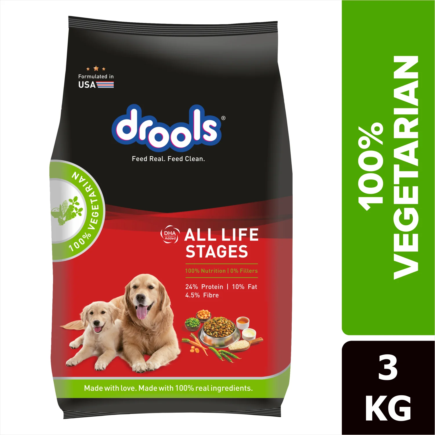 Drools 100% Vegetarian Puppy and Adult Dog Veg Dry Food (All Life Stages) - Image 3