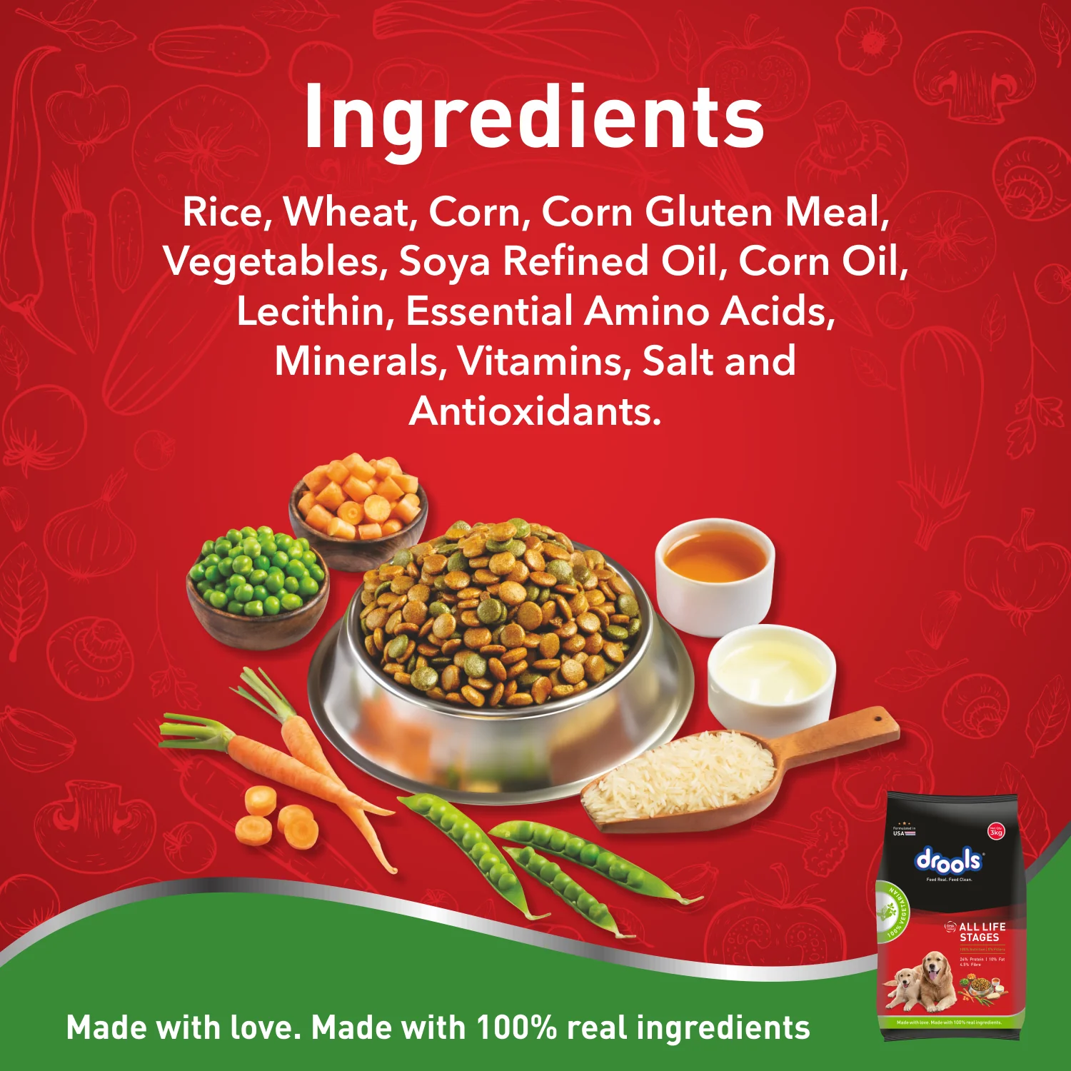 Drools 100% Vegetarian Puppy and Adult Dog Veg Dry Food (All Life Stages) - Image 4