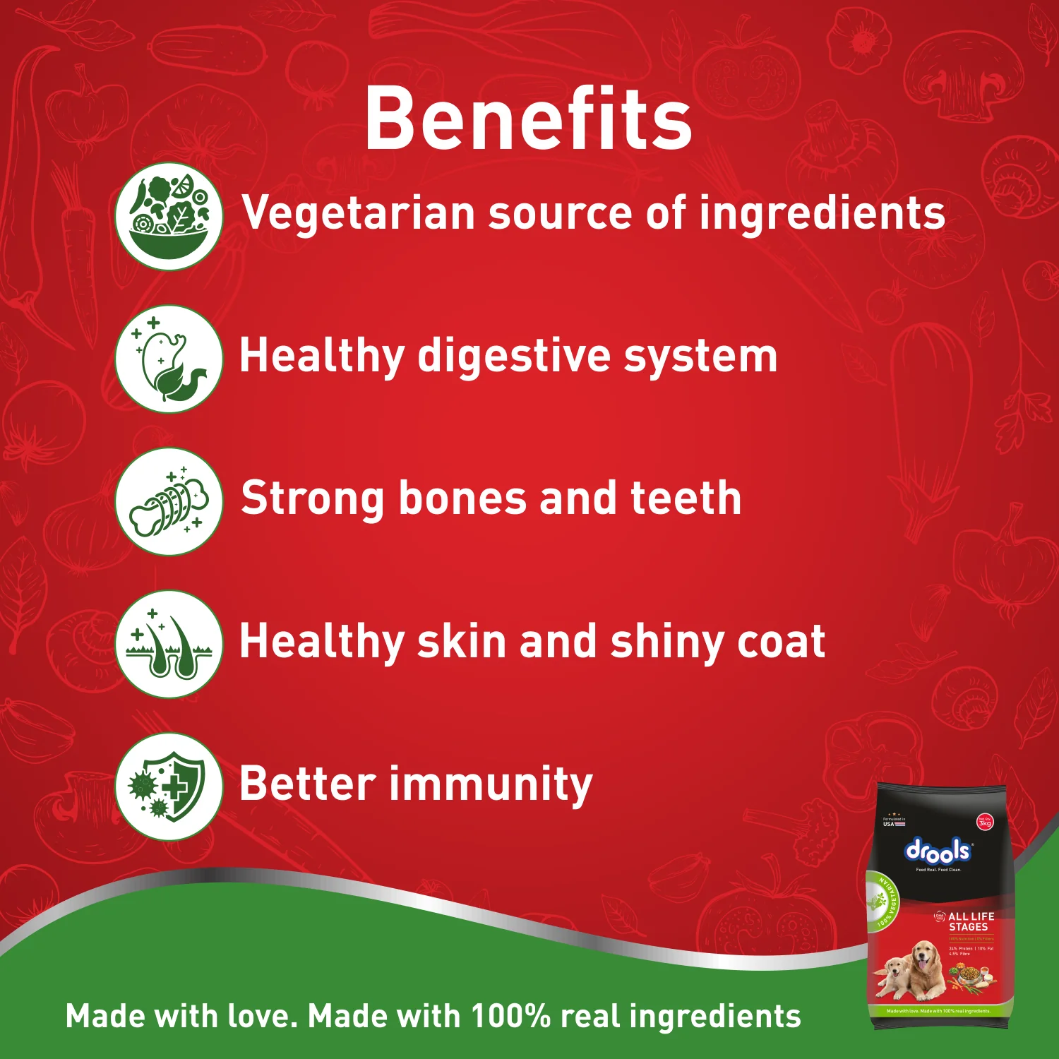 Drools 100% Vegetarian Puppy and Adult Dog Veg Dry Food (All Life Stages) - Image 6