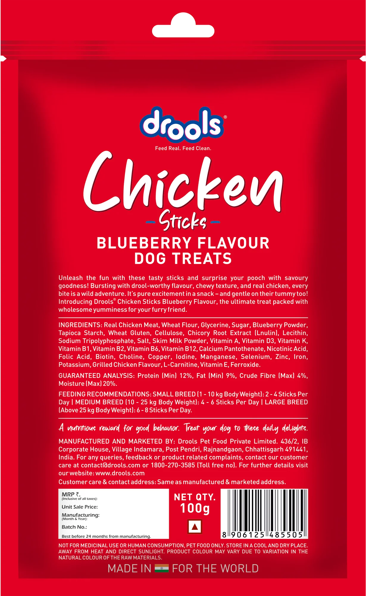 Drools Blueberry Flavour Chicken Sticks Treat for Dogs - Image 2