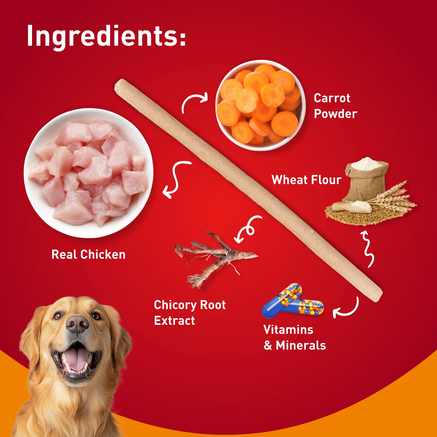 Drools Carrot Flavour Chicken Sticks Treat for Dogs - Image 7
