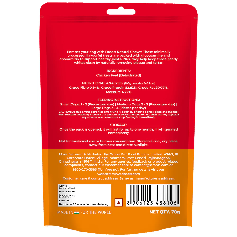 Drools Dehydrated Real Chicken Feet Chews Treat for Dogs - Image 2