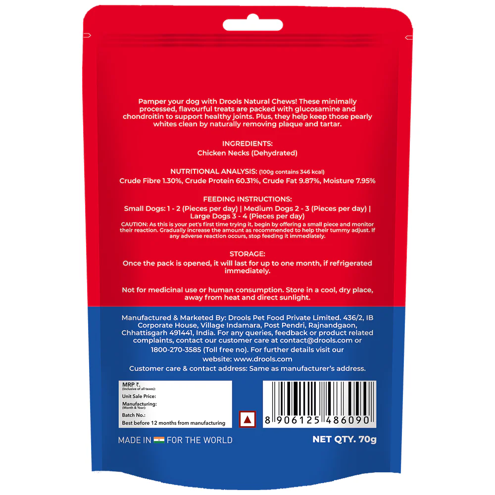 Drools Dehydrated Real Chicken Necks Chews Treat for Dogs - Image 2