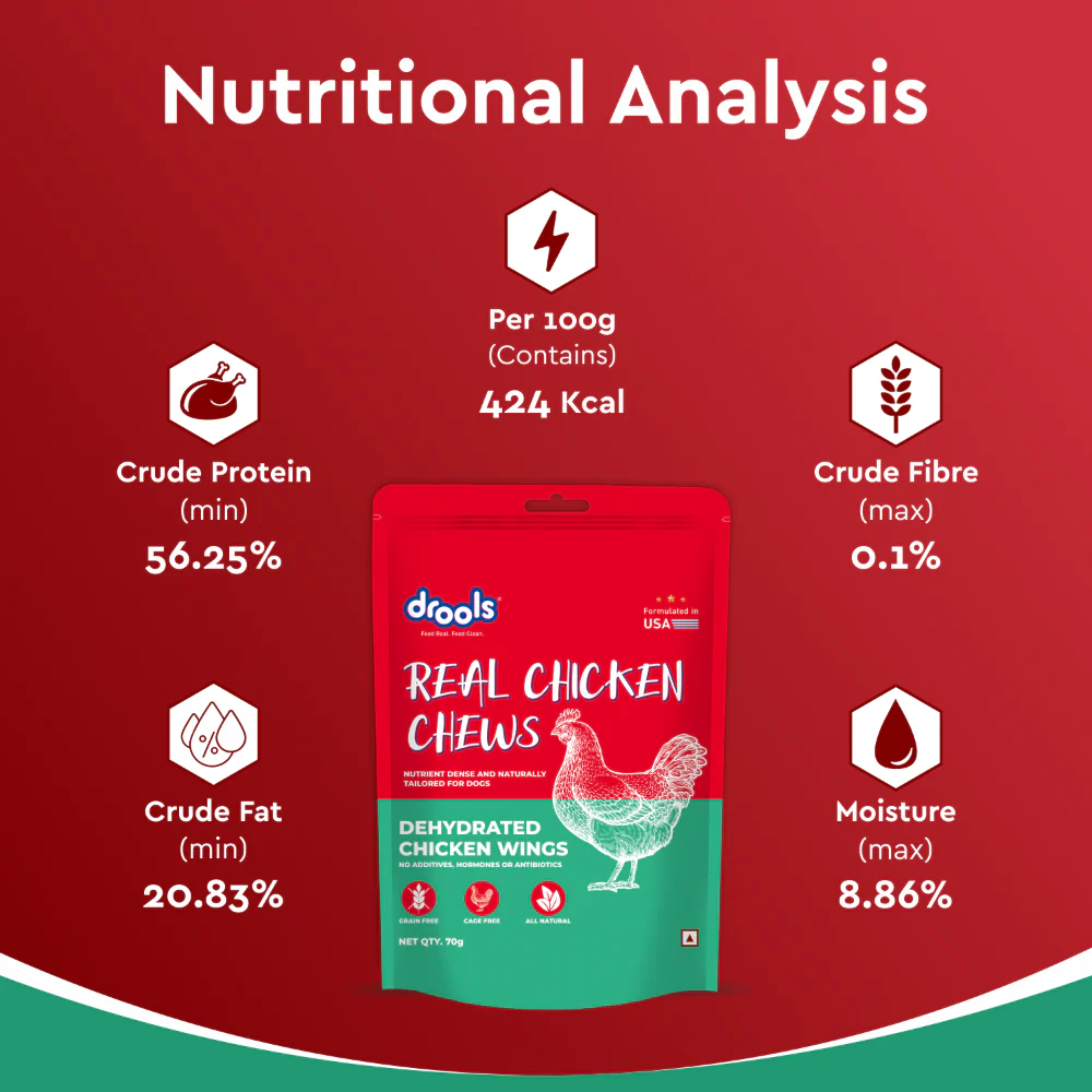 Drools Dehydrated Real Chicken Wing Chews Treat for Dogs - Image 8