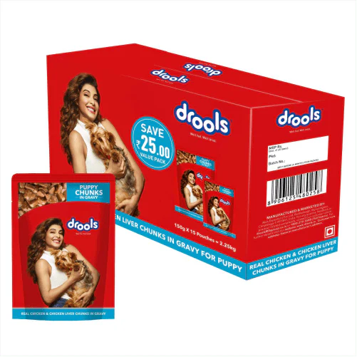 Drools Focus Super Premium Puppy Dry Food and Real Chicken & Chicken Liver Chunks in Gravy Puppy Wet Food Combo - Image 3