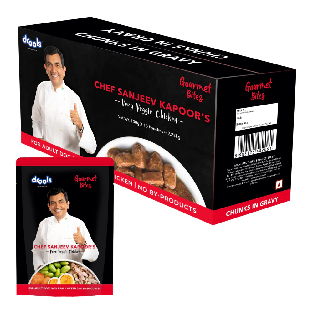 Drools Gourmet Bites Sanjeev Kapoor Recipe Very Veggie Chicken Adult Dog Wet Food - Image 7