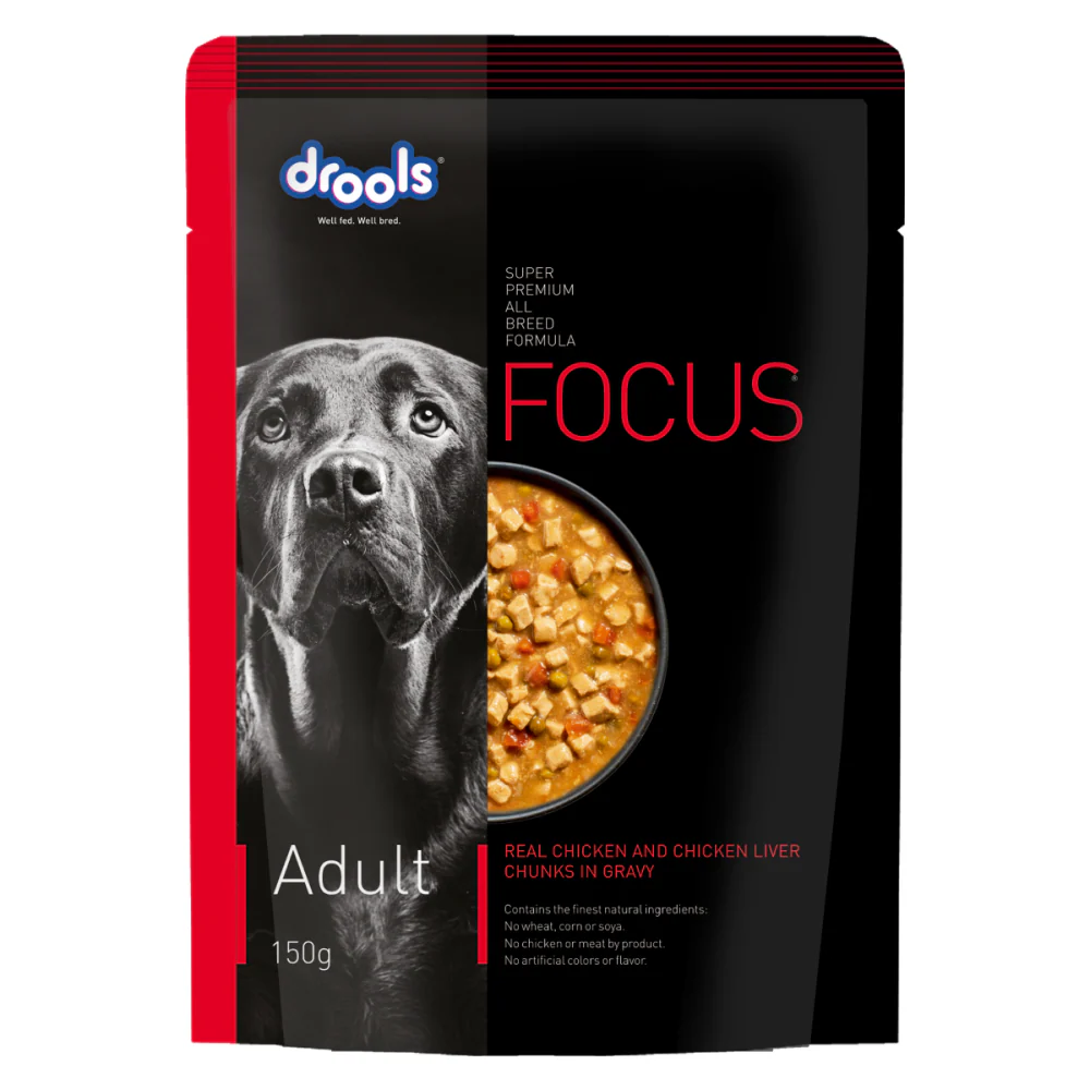 Drools Focus Real Chicken & Chicken Liver Chunks in Gravy Adult Dog Wet Food - Image 2