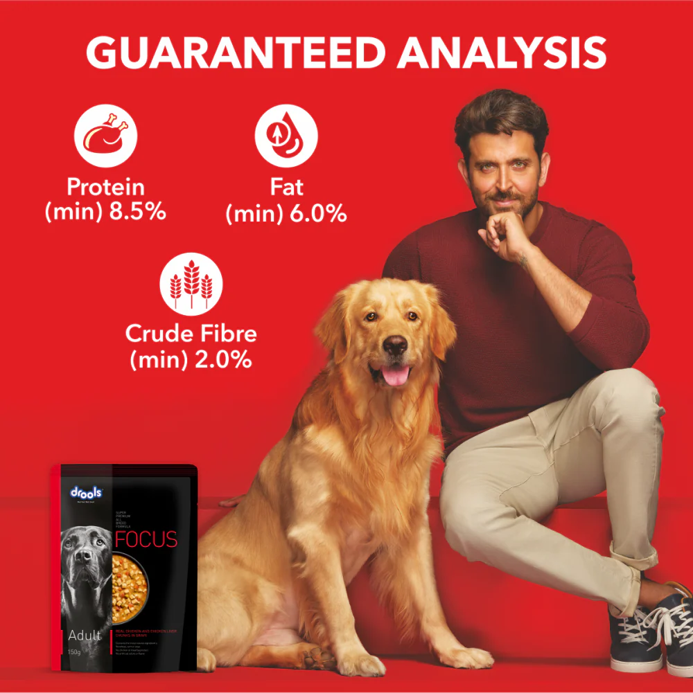 Drools Focus Real Chicken & Chicken Liver Chunks in Gravy Adult Dog Wet Food - Image 7