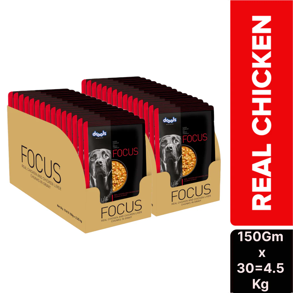 Drools Focus Real Chicken & Chicken Liver Chunks in Gravy Adult Dog Wet Food - Image 8