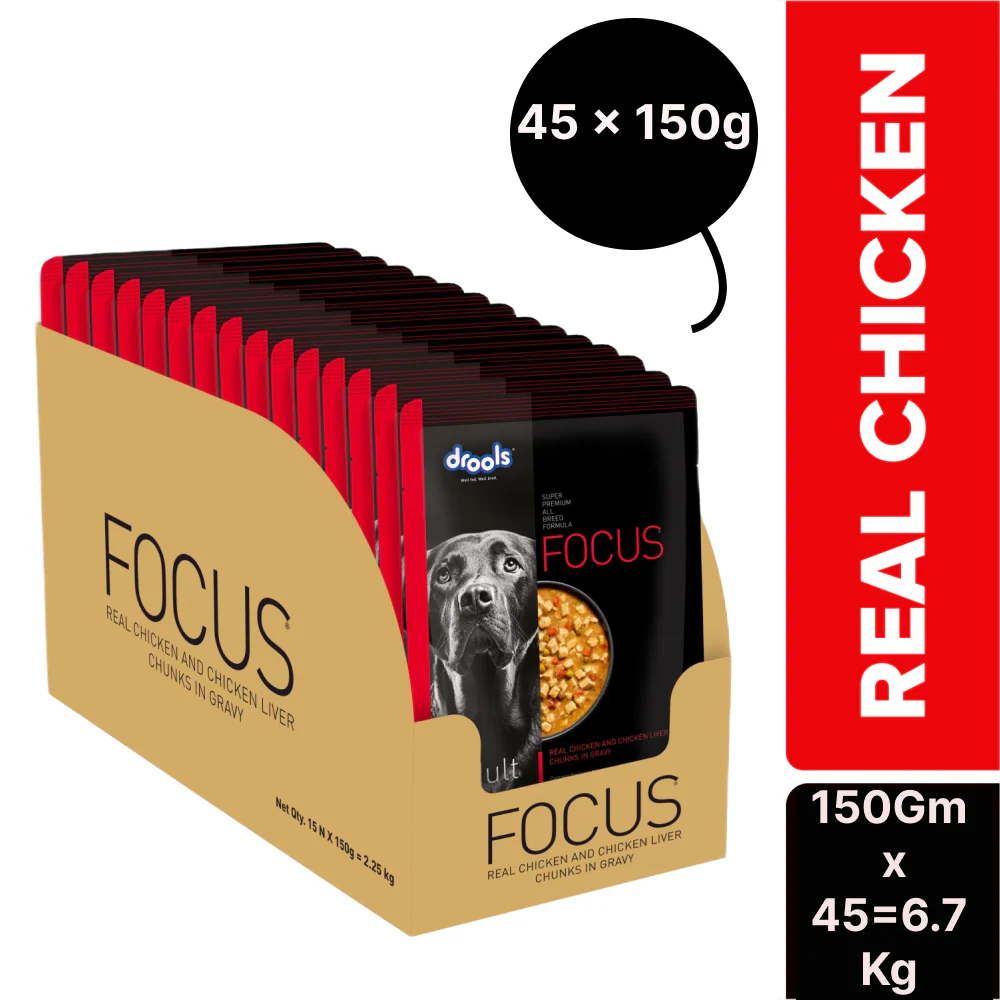 Drools Focus Real Chicken & Chicken Liver Chunks in Gravy Adult Dog Wet Food - Image 9
