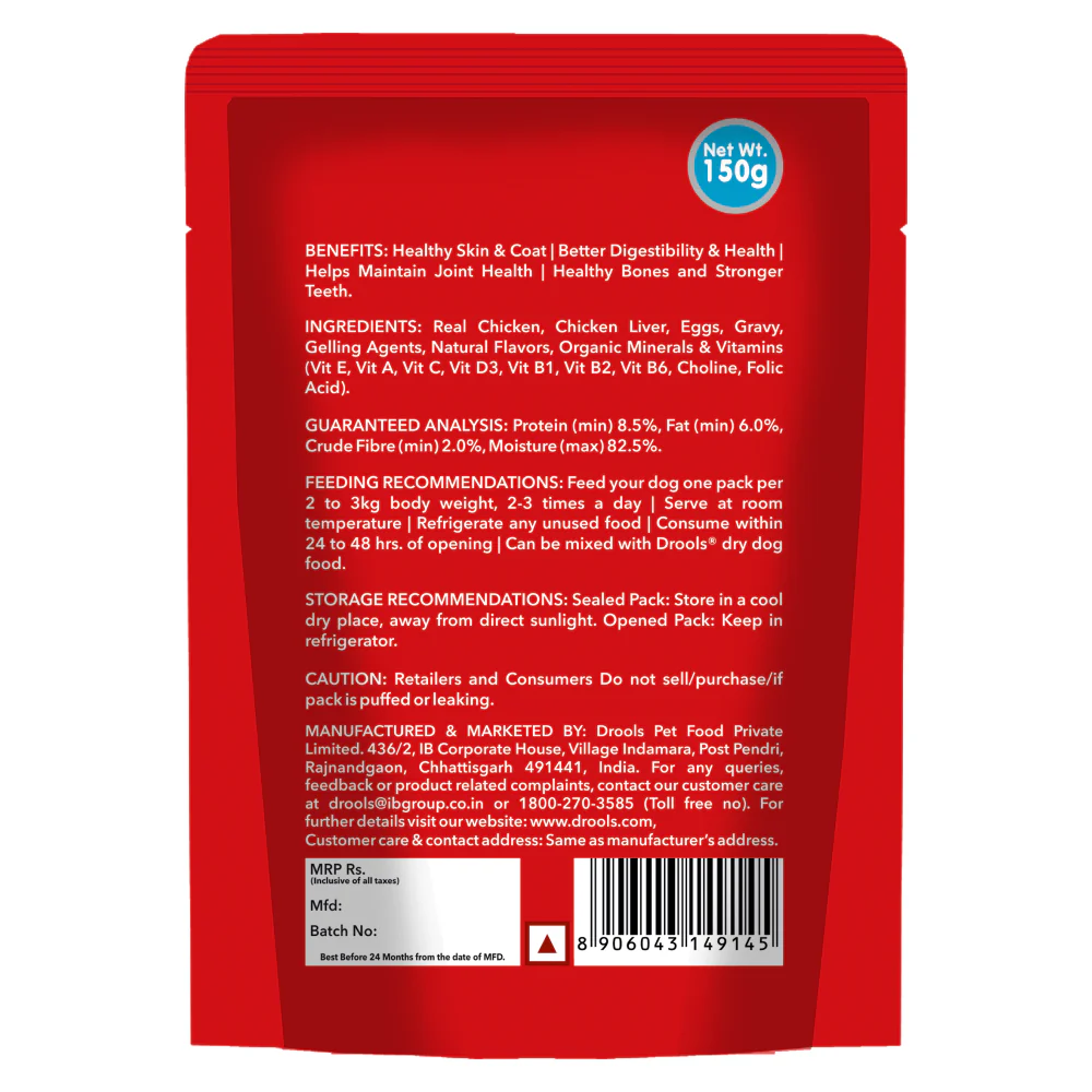 Drools Real Chicken & Chicken Liver Chunks in Gravy Adult Dog Wet Food - Image 10