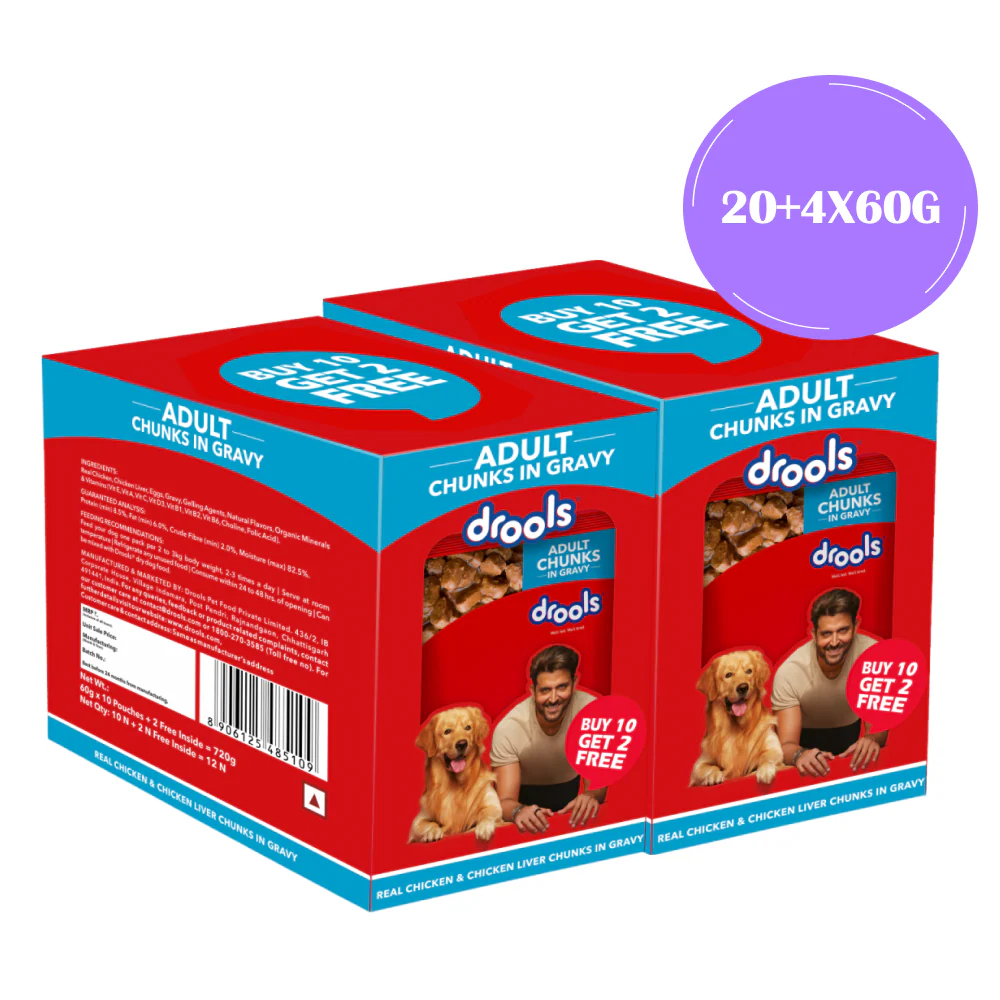 Drools Real Chicken & Chicken Liver Chunks in Gravy Adult Dog Wet Food (60g) - Image 10