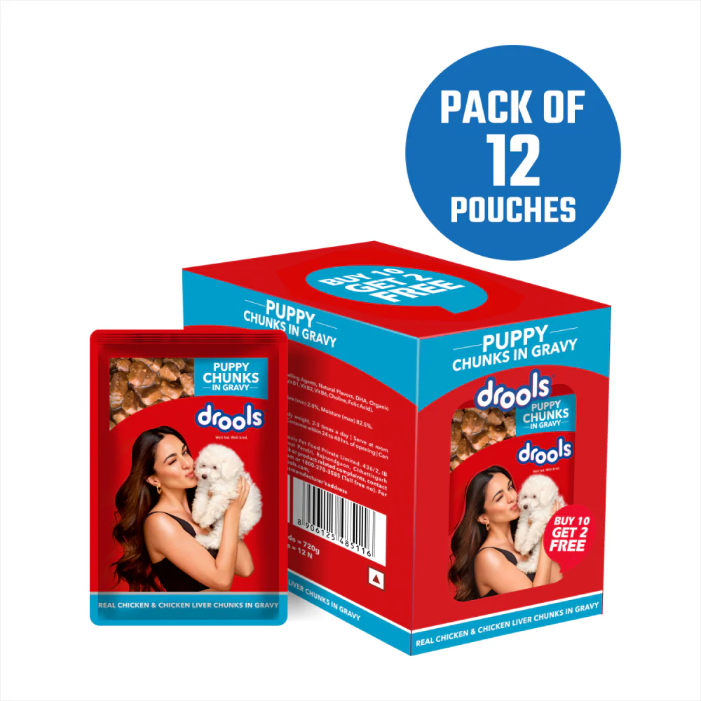 Drools Real Chicken & Chicken Liver Chunks in Gravy Puppy Dog Wet Food (60g) - Image 7
