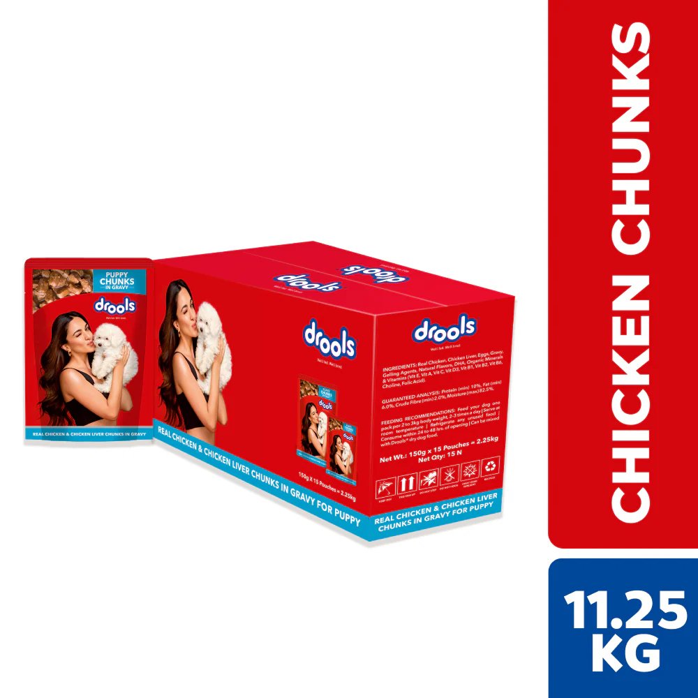 Drools Real Chicken & Chicken Liver Chunks in Gravy Puppy Dog Wet Food - Image 18
